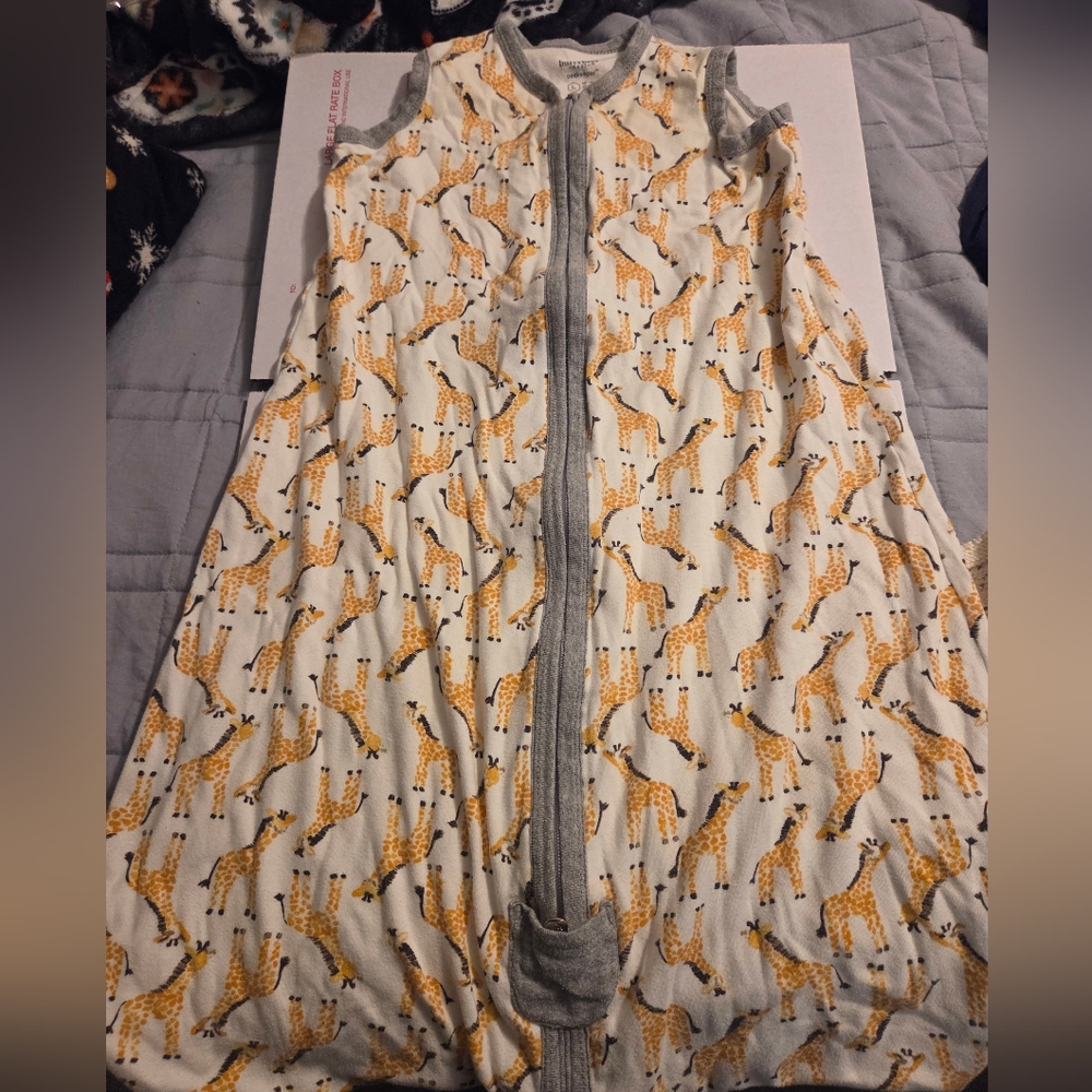 Burt's Bees Gray and Orange Giraffe Baby Sleep Sack